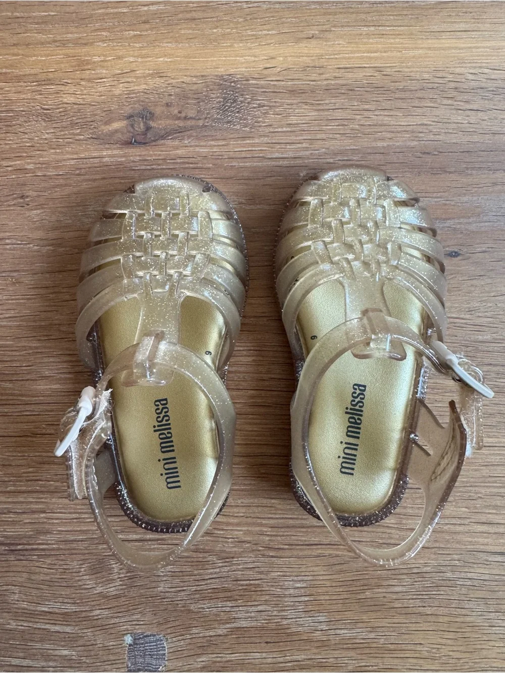Mini Melissa Gold Glitter Jelly Sandals